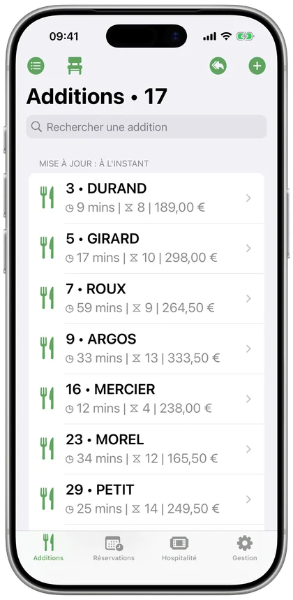 La liste des additions sur iPhone