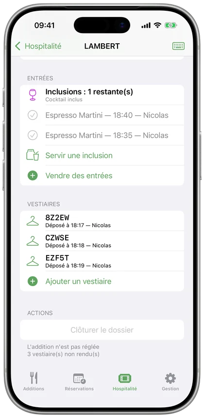 Le dépôt au vestiaire par NFC sur iPhone